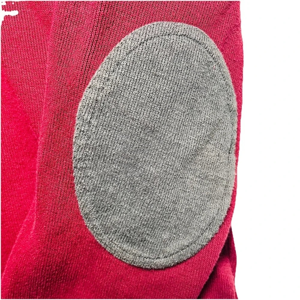 Banana Republic Sweater Men's‎ Large 100%cotton 1/4 Zip Elbow Patch Red Wine